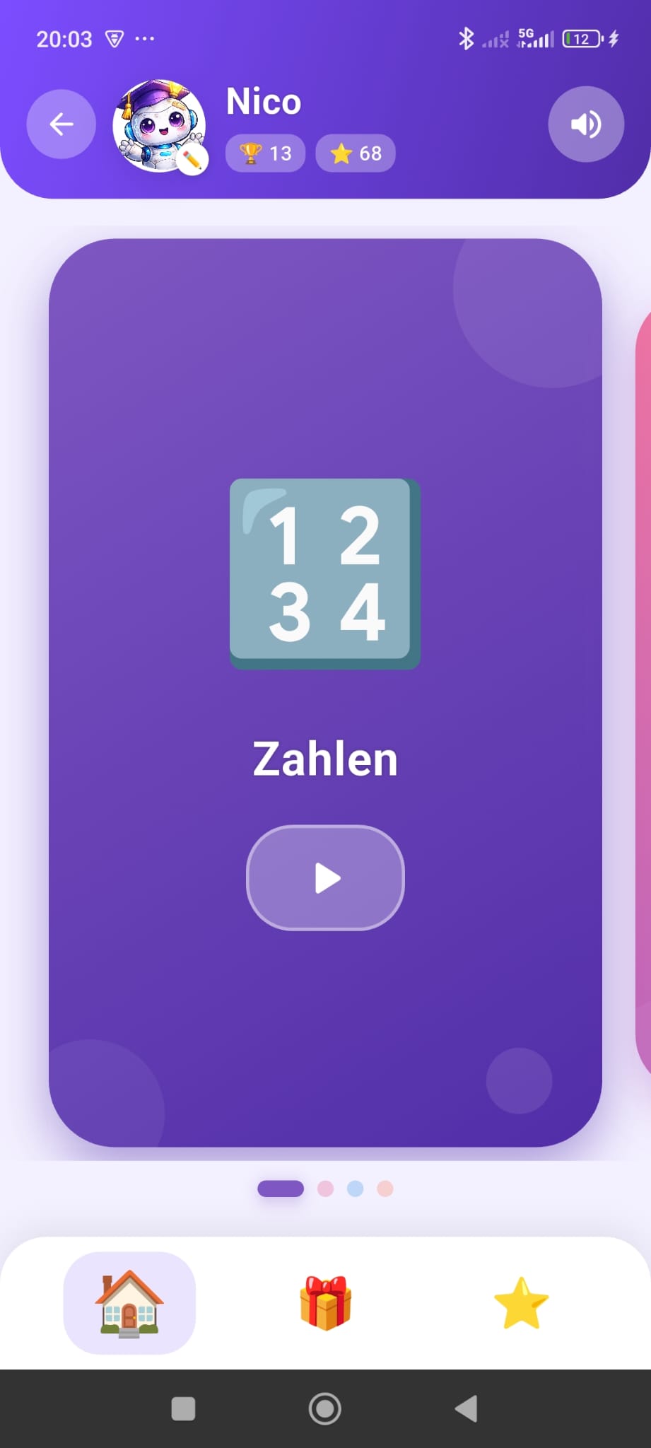 Lerndex Schülerdashboard Klasse 1 und 2 – sprachgeführtes Interface mit großen Buttons und Vorlesefunktion